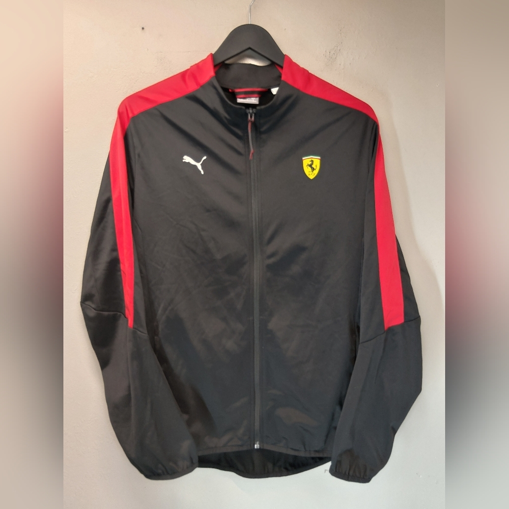 Puma Scuderia Ferrari Red Full Zip Racing Jacket Mens Small Long Sleeve Track